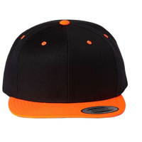 YP Classics Premium Flat Bill Snapback Cap, Black / Neon Orange, Front view