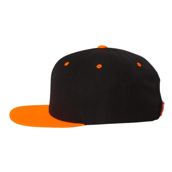 YP Classics Premium Flat Bill Snapback Cap, Black / Neon Orange, Left Side view