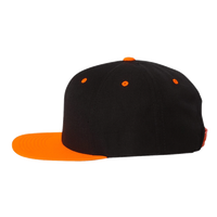 YP Classics Premium Flat Bill Snapback Cap, Black / Neon Orange, Left Side view