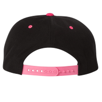 YP Classics Premium Flat Bill Snapback Cap, Black / Neon Pink, Back view
