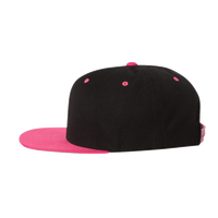 YP Classics Premium Flat Bill Snapback Cap, Black / Neon Pink, Left Side view