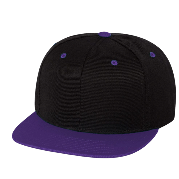 YP Classics Premium Flat Bill Snapback Cap, Black / Purple, Front view