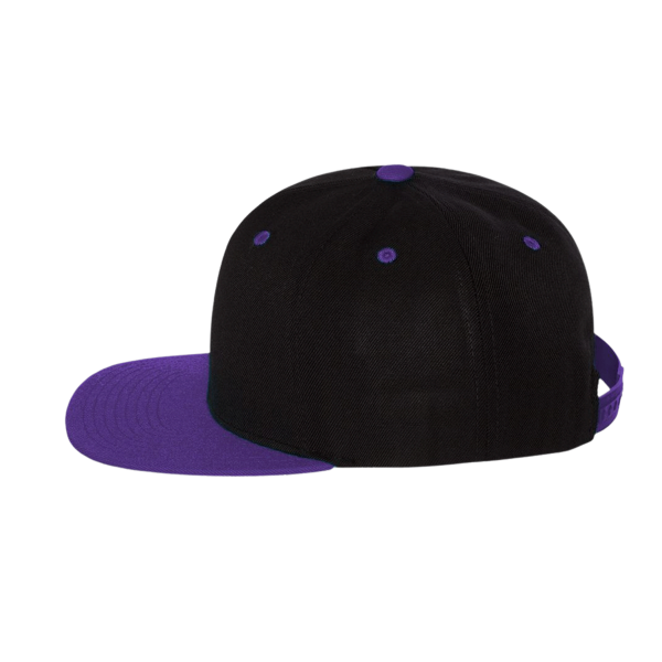 YP Classics Premium Flat Bill Snapback Cap, Black / Purple, Left Side view