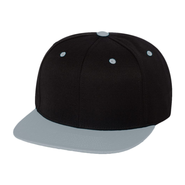 YP Classics Premium Flat Bill Snapback Cap, Black / Silver, Front view