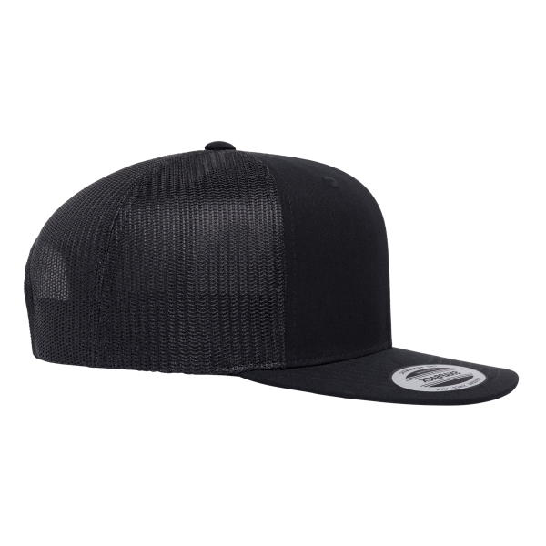 YP Classics Retro High Profile Trucker Cap, Black / Black, Right Side view