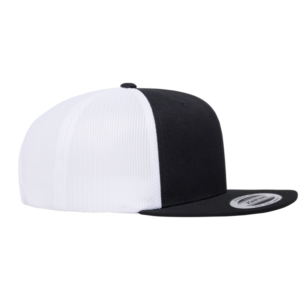 YP Classics Retro High Profile Trucker Cap, Black / White, Right Side view
