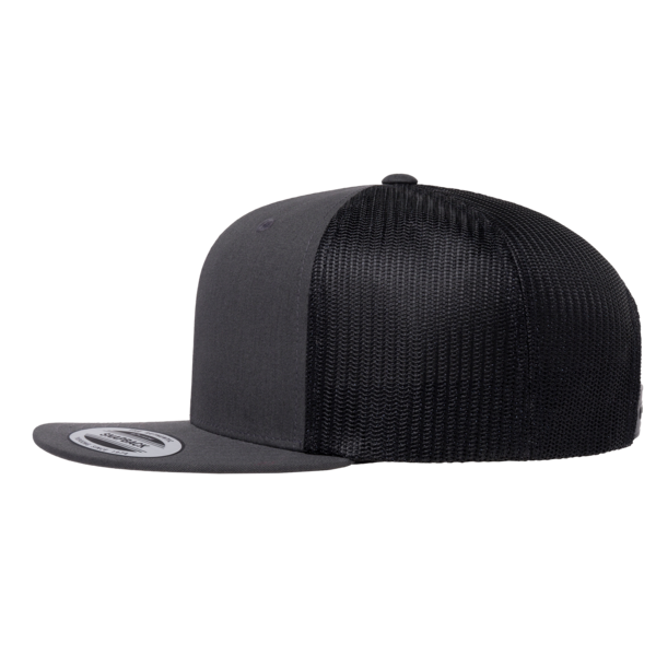 YP Classics Retro High Profile Trucker Cap, Charcoal / Black, Left Side view