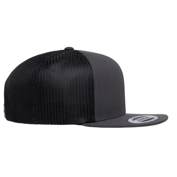 YP Classics Retro High Profile Trucker Cap, Charcoal / Black, Right Side view