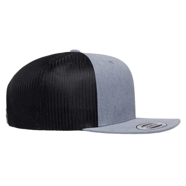 YP Classics Retro High Profile Trucker Cap, Heather Grey / Black, Right Side view