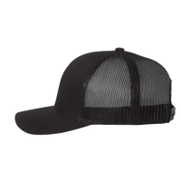 YP Classics Retro Trucker Cap, Black / Black / Black, Left Side view