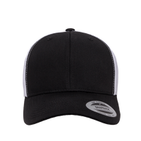 YP Classics Retro Trucker Cap, Black / White / White, Front view