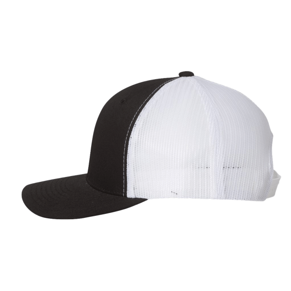 YP Classics Retro Trucker Cap, Black / White / White, Left Side view