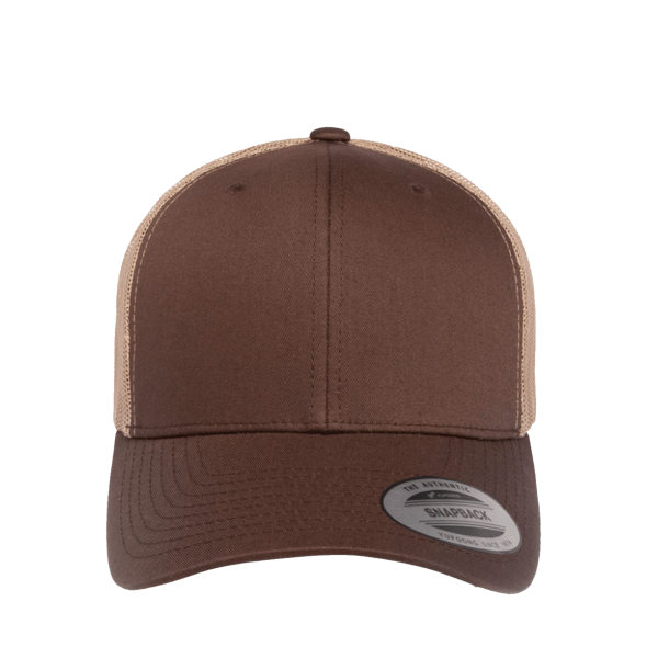 YP Classics Retro Trucker Cap, Brown / Khaki / Khaki, Front view