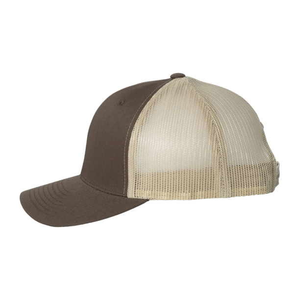 YP Classics Retro Trucker Cap, Brown / Khaki / Khaki, Left Side view