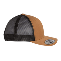 YP Classics Retro Trucker Cap, Caramel / Black / Black, Right Side view