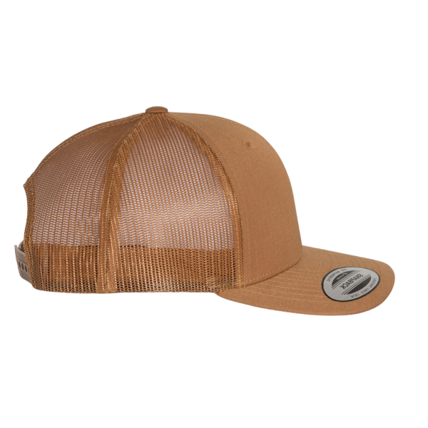 YP Classics Retro Trucker Cap, Caramel / Caramel / Caramel, Right Side view