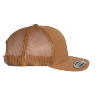 YP Classics Retro Trucker Cap, Caramel / Caramel / Caramel, Right Side view