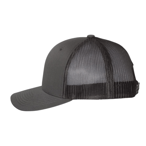 YP Classics Retro Trucker Cap, Charcoal / Black / Black, Left Side view