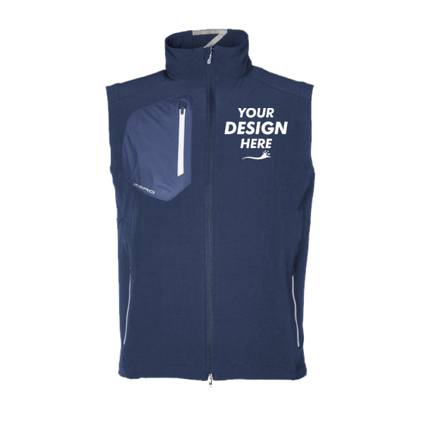 Zero Restriction Men's Full-Zip Vest, Navy, Front view, Mockup
