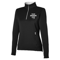 Zero Restriction Women's Sofia Quarter-Zip Pullover, Black, Front view, Mockup