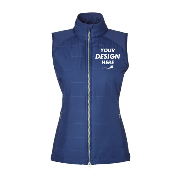 Zero Restriction Women's Tess Hybrid Vest, Storm, Front view, Mockup