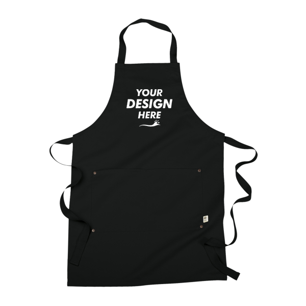 econscious Eco Apron with Pocket, Black, Front view, Mockup