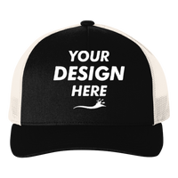 econscious Eco Trucker Cap, Black / Oyster, Front view, Mockup