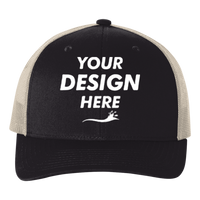 econscious Eco Trucker Cap, Black / Oyster / Oyster, Front view, Mockup