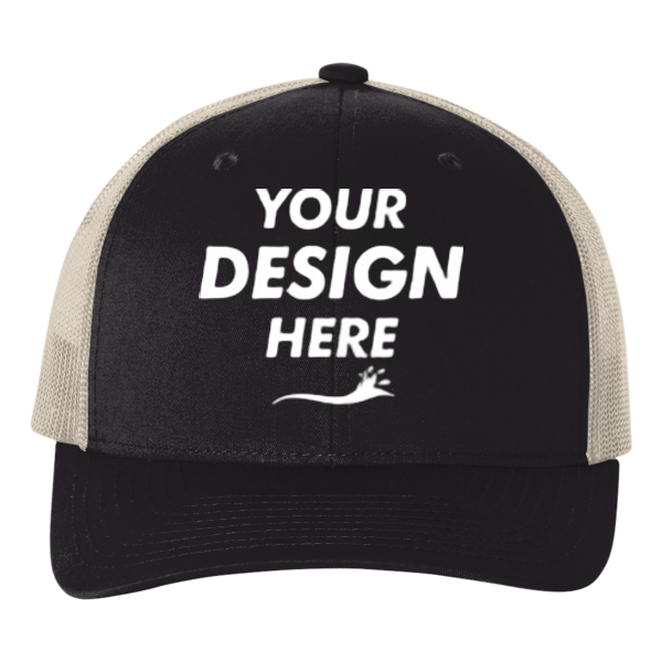 econscious Eco Trucker Cap, Black / Oyster / Oyster, Front view, Mockup