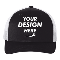 econscious Eco Trucker Cap, Black / White / White, Front view, Mockup