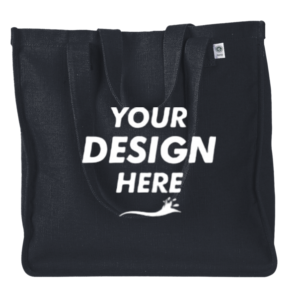econscious Hemp Market Tote, Black, Front view, Mockup