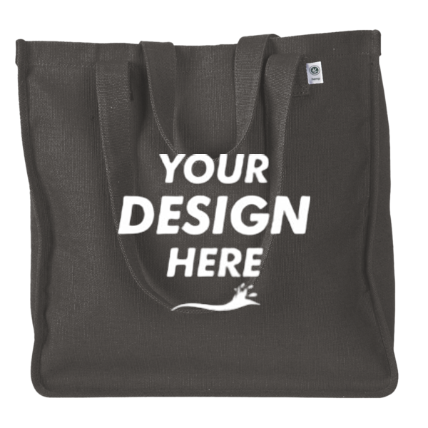 econscious Hemp Market Tote, Charcoal, Front view, Mockup