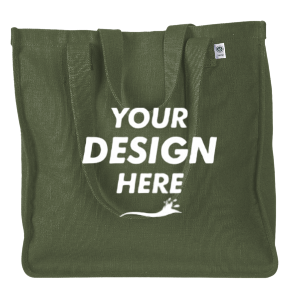 econscious Hemp Market Tote, Olive, Front view, Mockup