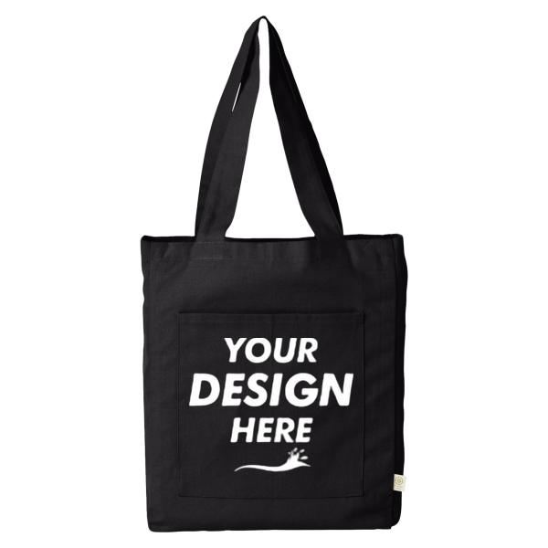 econscious Reclaimist Fiber Everywhere Tote, Black, Front view, Mockup