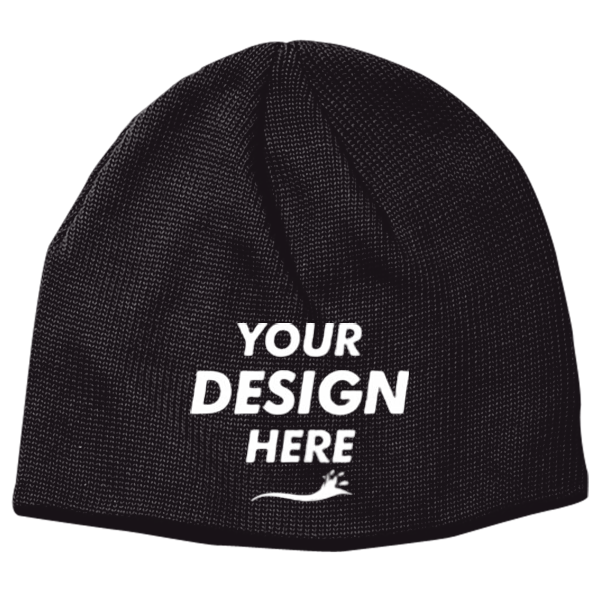 econscious Thin Rib 9" Beanie, Black, Front view, Mockup