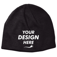 econscious Thin Rib 9" Beanie, Black, Front view, Mockup