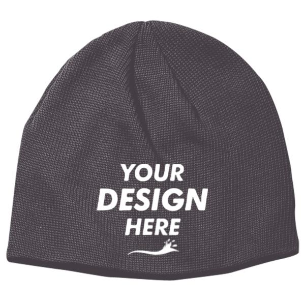 econscious Thin Rib 9" Beanie, Charcoal, Front view, Mockup