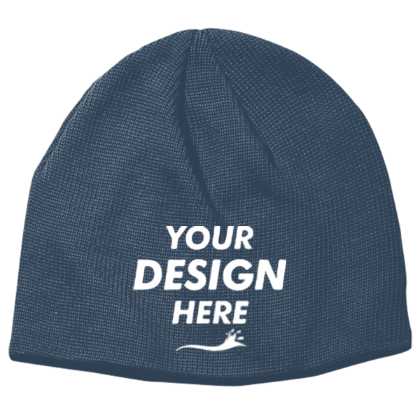 econscious Thin Rib 9" Beanie, Pacific, Front view, Mockup