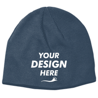 econscious Thin Rib 9" Beanie, Pacific, Front view, Mockup