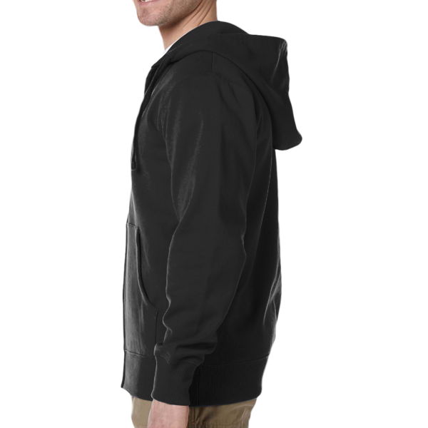 econscious Unisex Heritage Full-Zip Hooded Sweatshirt, Black, Left Sleeve view
