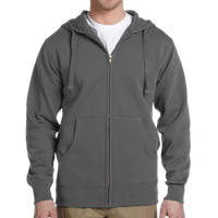 econscious Unisex Heritage Full-Zip Hooded Sweatshirt, Charcoal, Front view