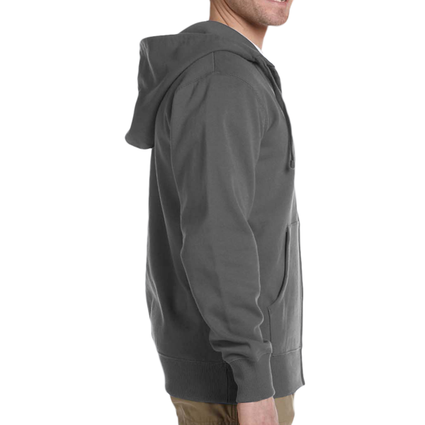 econscious Unisex Heritage Full-Zip Hooded Sweatshirt, Charcoal, Right Sleeve view