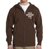 econscious Unisex Heritage Full-Zip Hooded Sweatshirt, Earth, Front view, Mockup