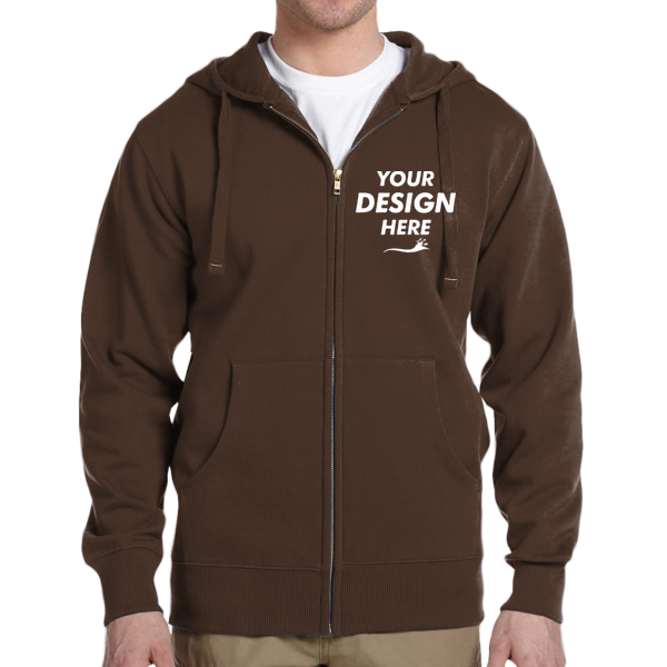 econscious Unisex Heritage Full-Zip Hooded Sweatshirt, Earth, Front view, Mockup
