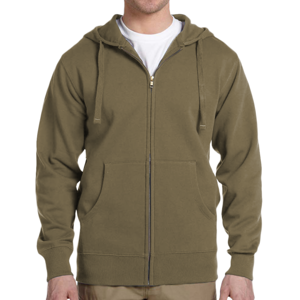 econscious Unisex Heritage Full-Zip Hooded Sweatshirt, Jungle, Front view
