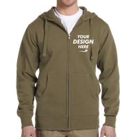 econscious Unisex Heritage Full-Zip Hooded Sweatshirt, Jungle, Front view, Mockup