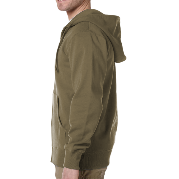 econscious Unisex Heritage Full-Zip Hooded Sweatshirt, Jungle, Left Sleeve view