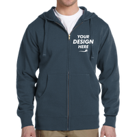 econscious Unisex Heritage Full-Zip Hooded Sweatshirt, Pacific, Front view, Mockup