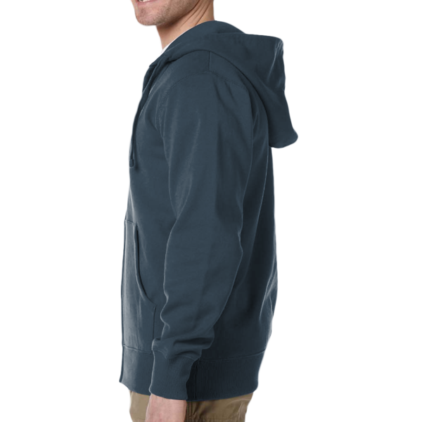 econscious Unisex Heritage Full-Zip Hooded Sweatshirt, Pacific, Left Sleeve view
