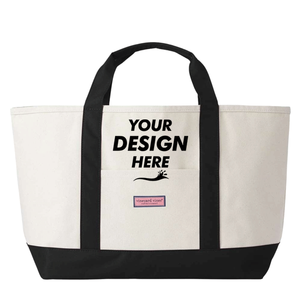 vineyard vines Captain Tote Bag, Black, Front view, Mockup
